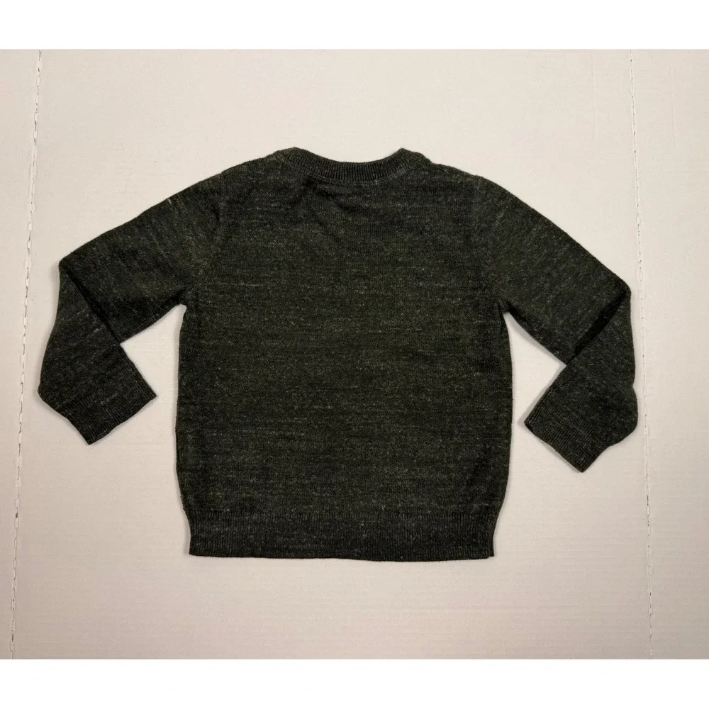 GAP Kids Sweater Bear Logo Knit 4T Green Heathered Crewneck Long Sleeve Pullover